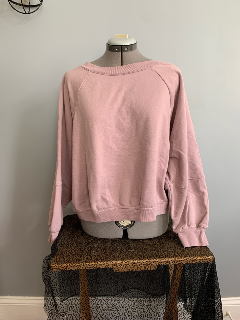 FLX Dusty Pink Oversized Crewneck Sweatshirt Cropped
